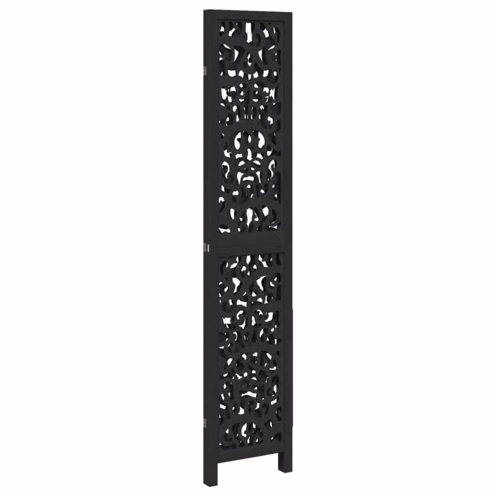 Berkfield Home 3-Panel Black Solid Paulownia Wood Room Divider – 4