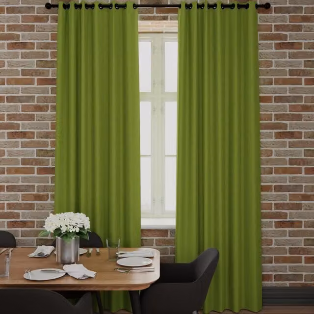 Terrys Clarence Green Velvet Made to Measure Opaque Eyelet Curtain Leaf
