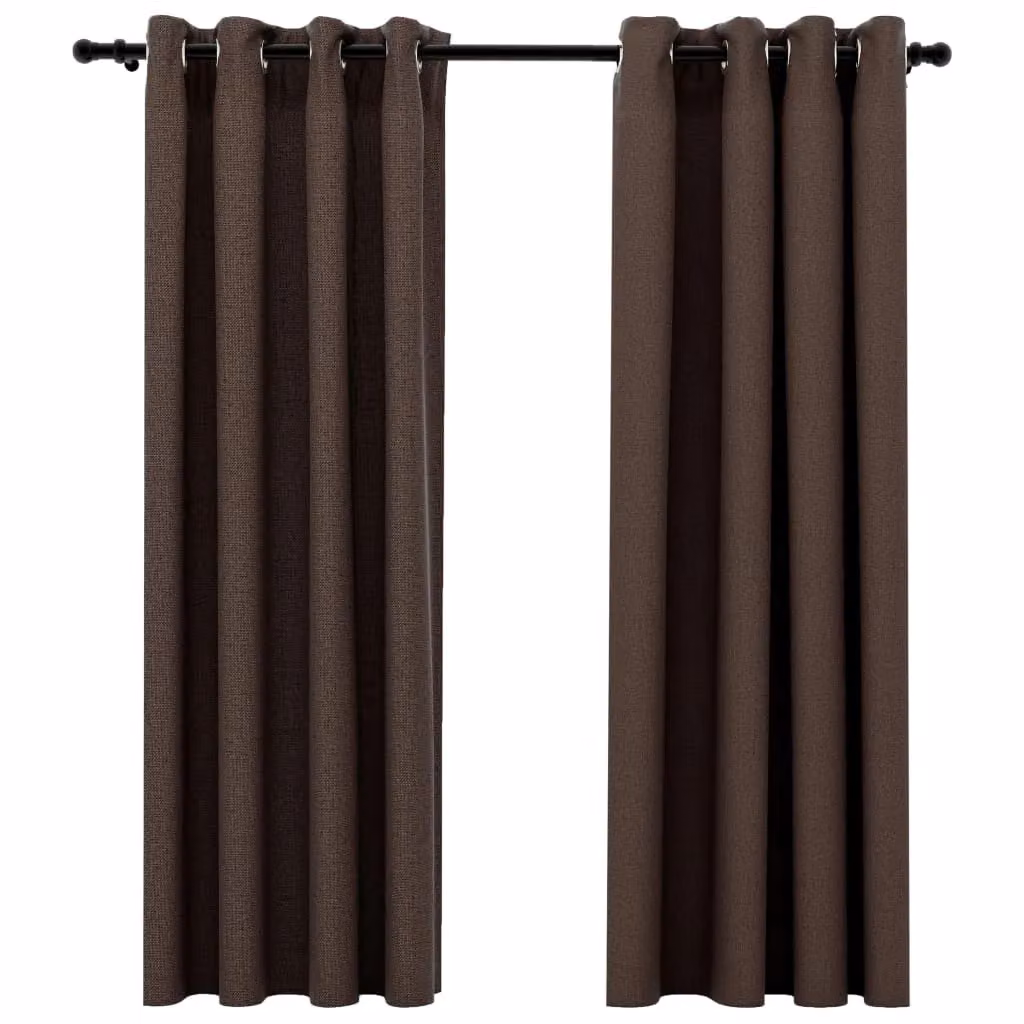 Berkfield Home Taupe Linen-Look Blackout Curtains with Eyelets, 2 Pack, W: 140 cm, H: 175 cm – 2