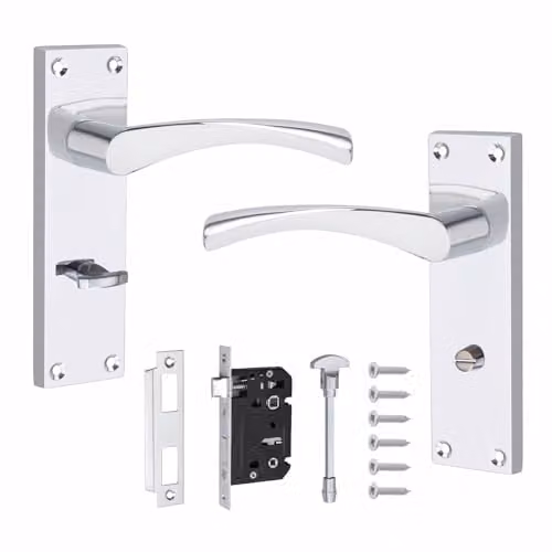 Golden Grace Astrid Scroll Bathroom Door Handles in Silver Polished Chrome – 1