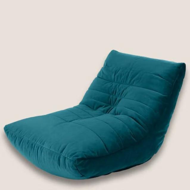Kaikoo Teal Velvet Beanbag Chair in Petrol Green