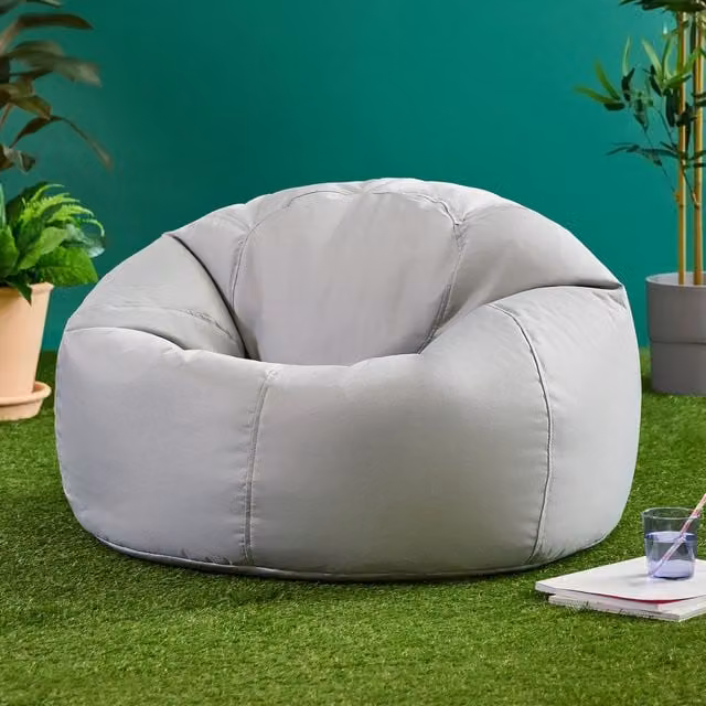 icon Kingston Classic Outdoor Bean Bag and Footstool Set in Grey Fabric