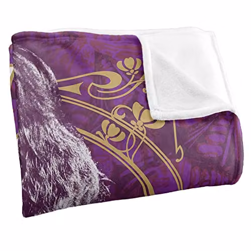 LOGOVISION Janis Joplin Gold Framed Silky Touch Super Soft Fleece Throw Blanket in White, W/D/H: 152 x 127 cm – 2