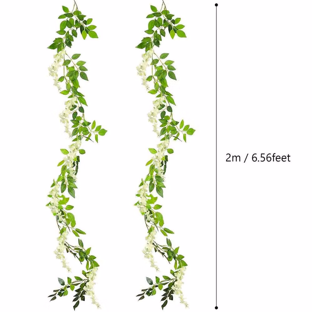 SPETLEK White Artificial Wisteria Vine 2-Pack Hanging Floral Garland Foliage W: 100 cm, D: 60 cm – 2
