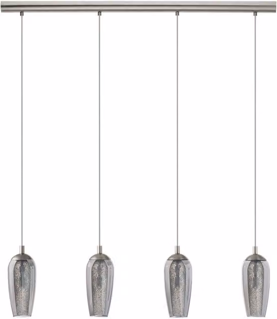 Loops Pendant Light in Satin Nickel and Black with Transparent Smoked Glass Shades, G9 LED Compatible