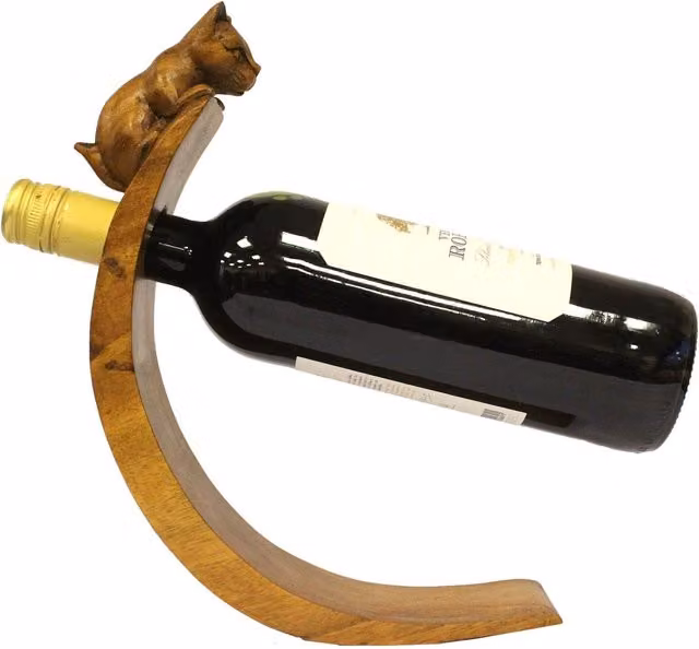 KDMK Elegant Brown Wooden Freestanding Tabletop Wine Holder