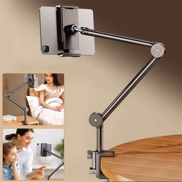 Nordara Foldable Bed Tablet Stand with 3 Metal Arms, Black – 1