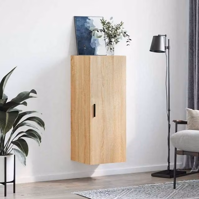 Berkfield Home Wall Mounted Sonoma Oak Cabinet in Light Oak, W/D/H: 34.5 x 34 x 90 cm – 1