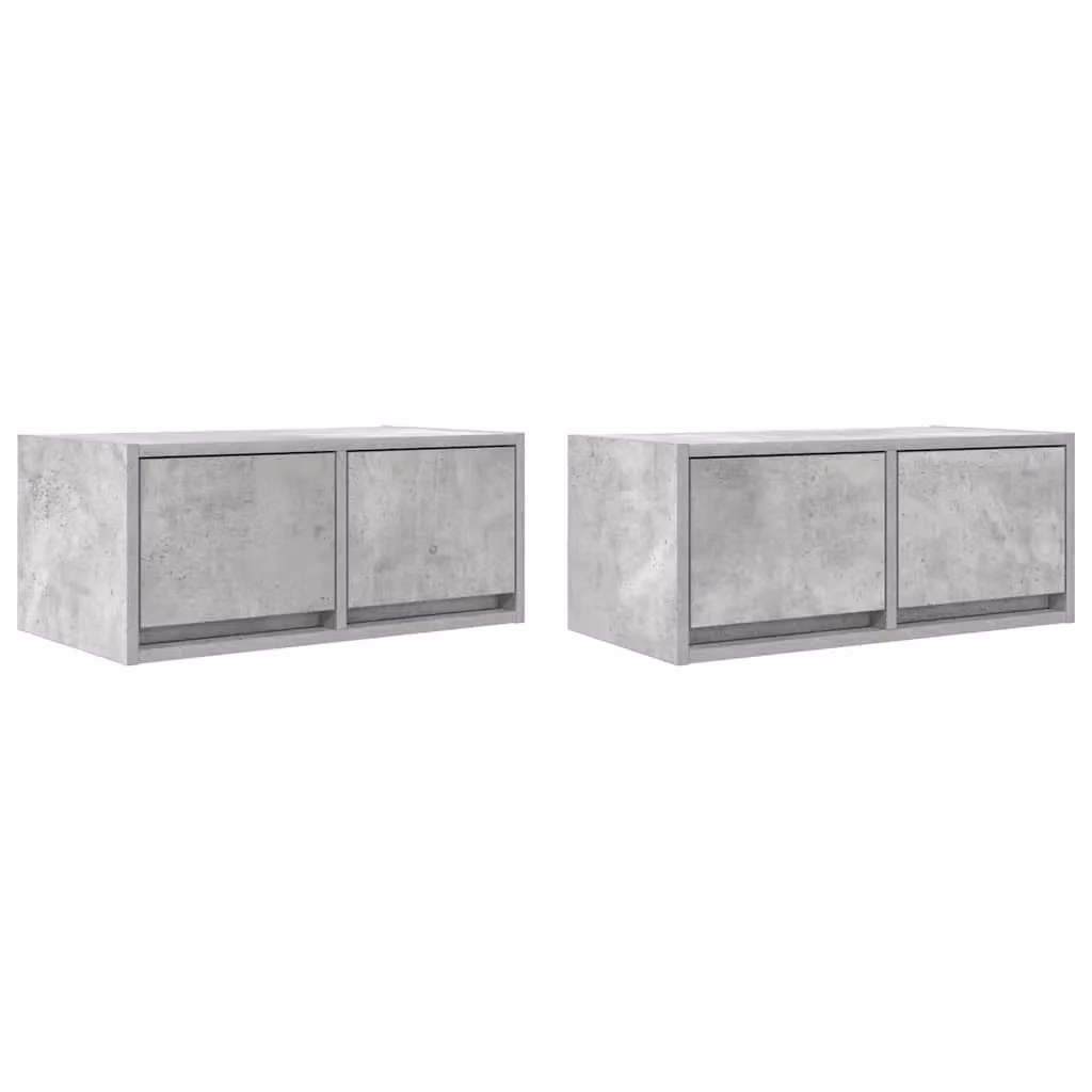 Berkfield Home Set of 2 TV Cabinets in Concrete Grey, W: 60 cm, D: 31 cm, H: 25.5 cm – 2