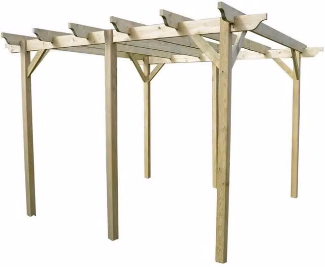 Rutland County Garden Furniture Ltd 6 Post Wood Garden Pergola in Green, W: 720 cm, D: 240 cm, H: 270 cm