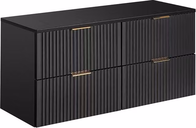 ZEVARA Black Ribbed Wall-Mounted Vanity Unit with Top, W: 120 cm, D: 46 cm, H: 57 cm – 1