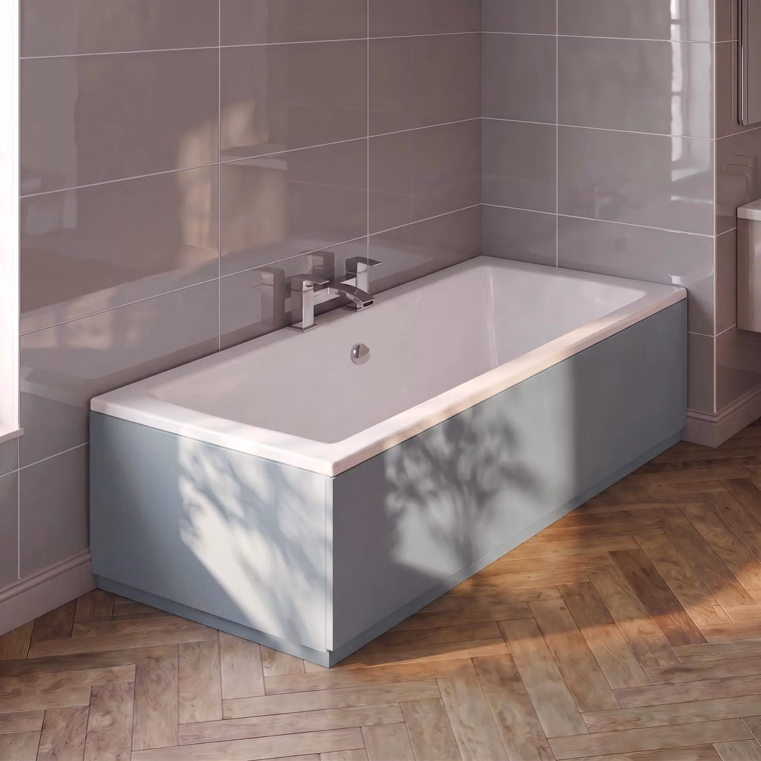 Balterley Edge/Power Straight End Bath Panel and Plinth in Grey – 4