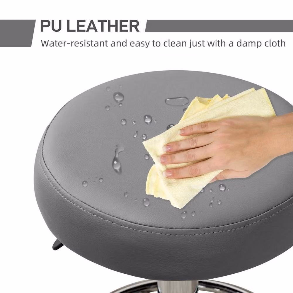 Havendro Round PU Leather Salon Beautician Stool with Adjustable Height and Castors, Grey – 4