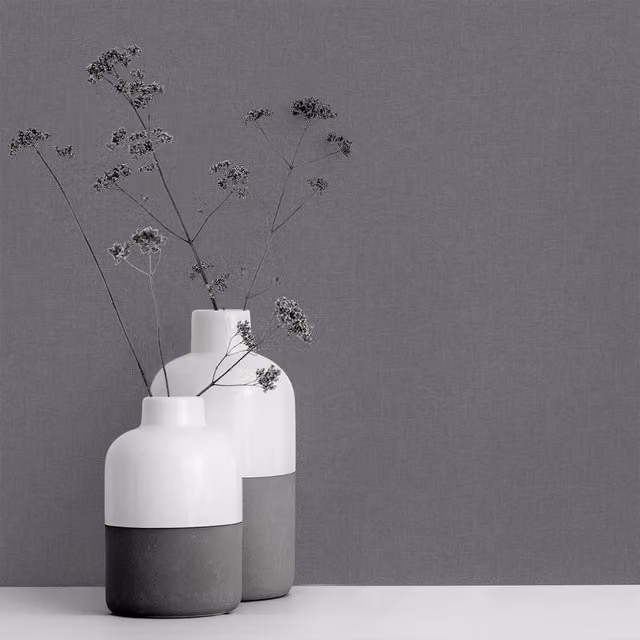 Grandeco Panama Modern Plain Grey Wallpaper Roll