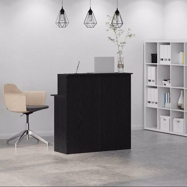 Berkfield Home Black Modern Reception Desk, W: 100 cm, D: 50 cm, H: 103.5 cm