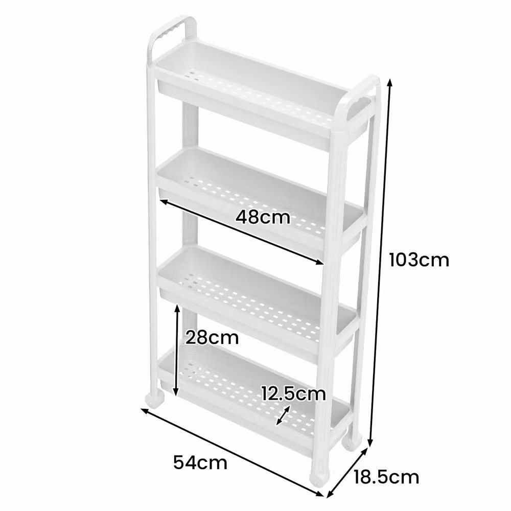 Costway 4-Tier Rolling Storage Cart Bathroom and Kitchen Organiser, White – 2