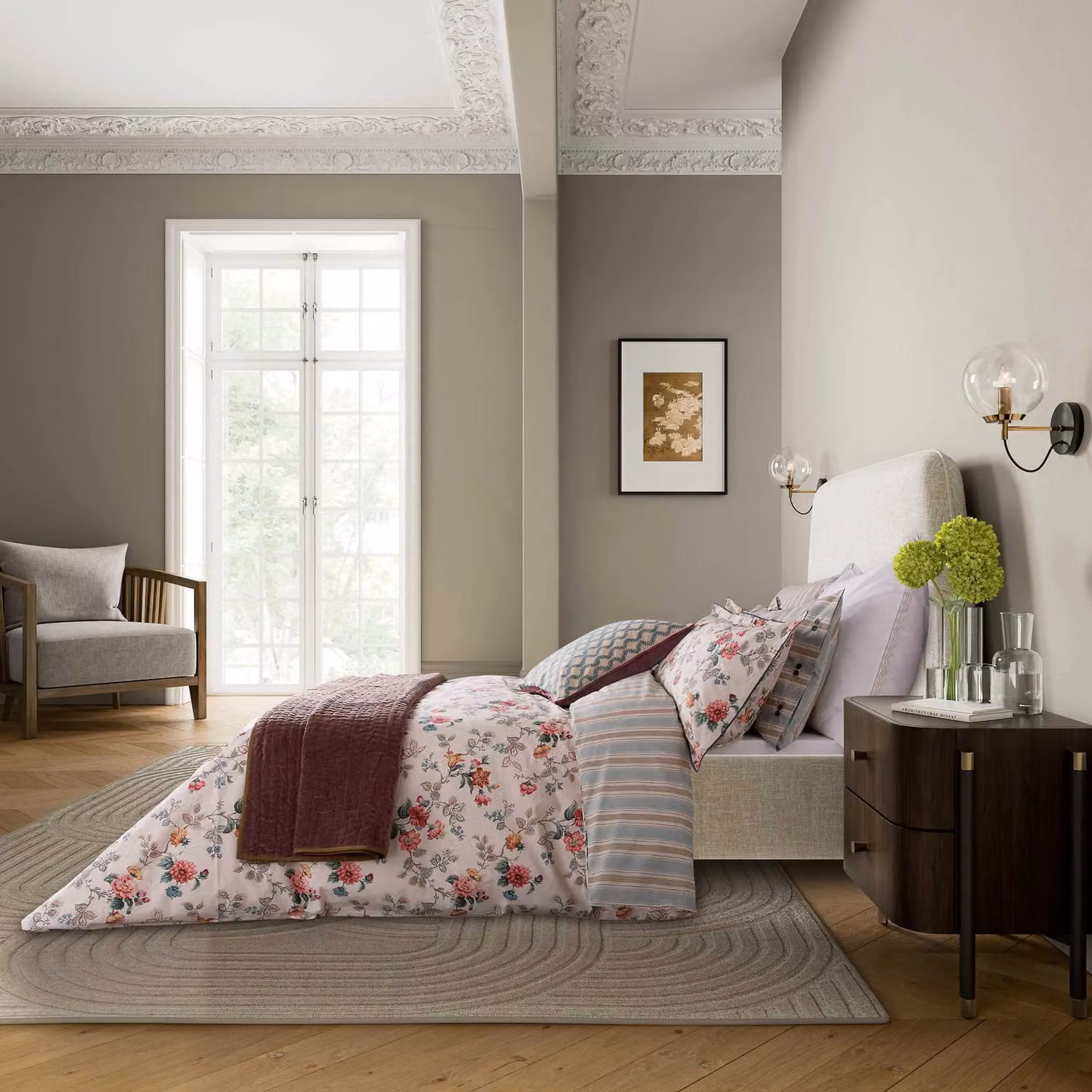 Bedeck of Belfast Elinor Single Duvet Cover and Pillowcase Set, Multicolour Floral Cotton Percale – 2