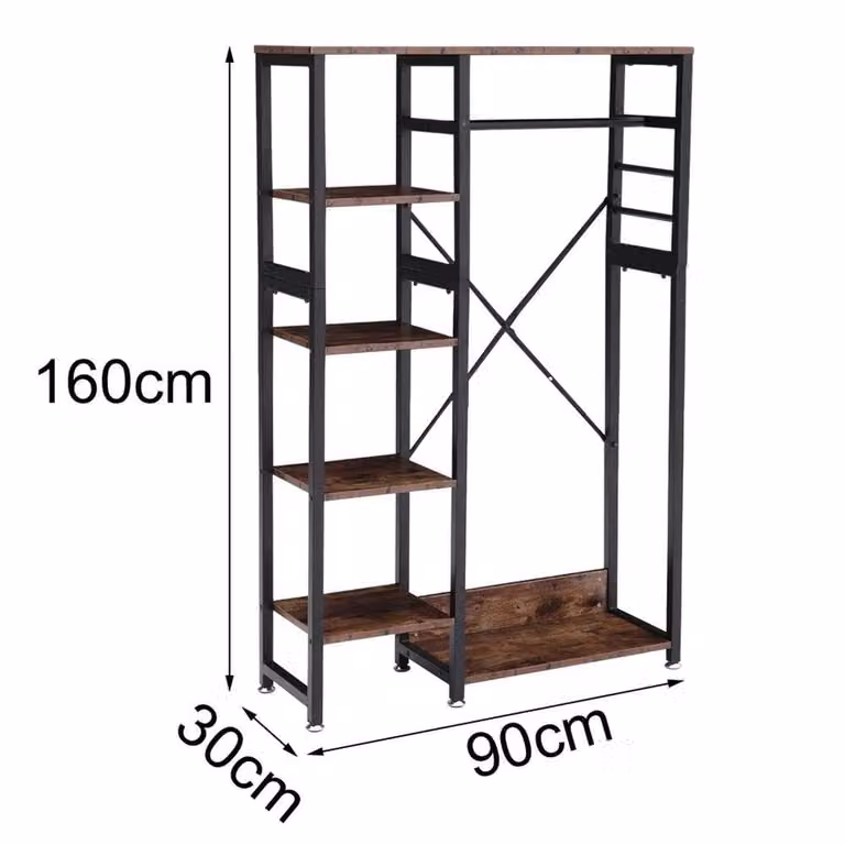 KORVIXA Black Metal Clothes Rail Open Wardrobe W/D/H: 100 x 100 x 100 cm