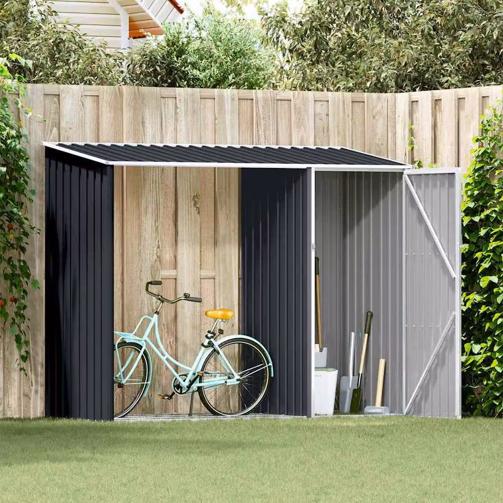 Berkfield Home Garden Modern Firewood Shed in Anthracite Galvanised Steel, W/D/H: 245 x 98 x 159 cm – 3