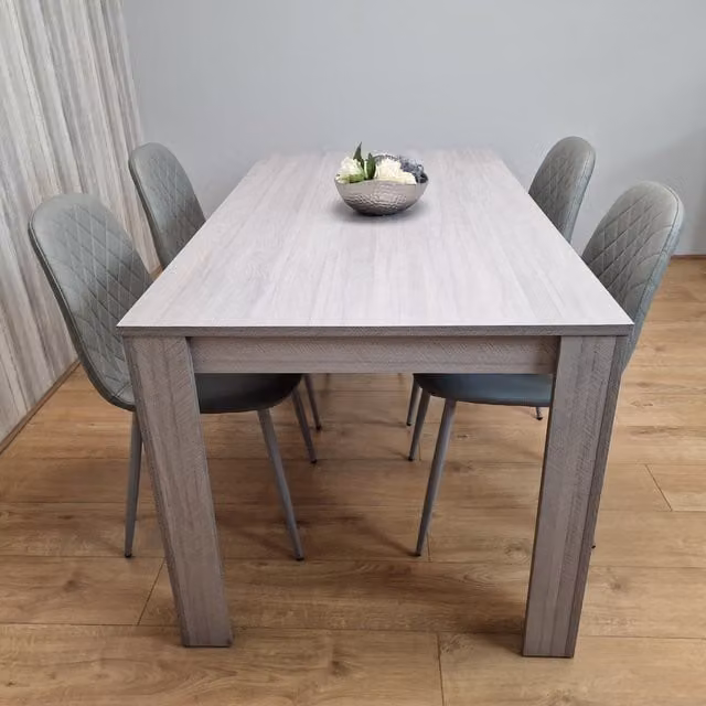 Kosy Koala Modern Grey Rectangular Dining Table and 4 Chairs Set