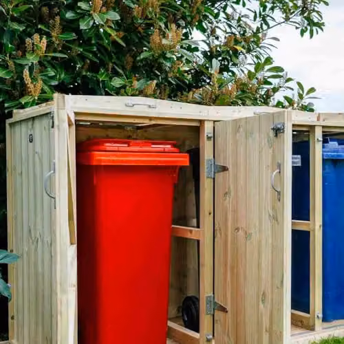 Garden Village Shireburn Quintet Wheelie Bin Store in Natural Brown Wood and Galvanised Steel, W: 353.4 cm, D: 80.4 cm, H: 120 cm – 4