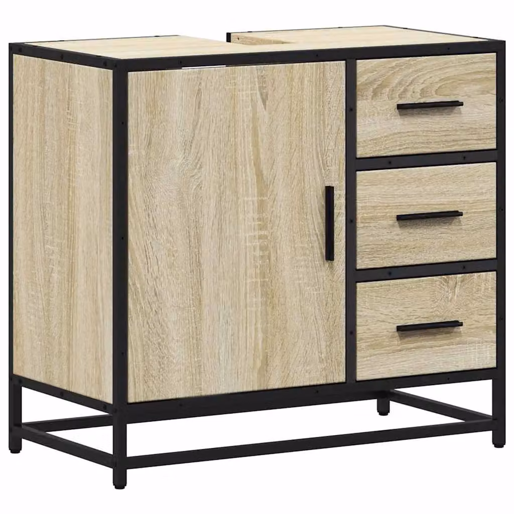 Berkfield Home Sonoma Oak Bathroom Sink Cabinet, Brown, W/D/H: 65 x 33 x 60 cm – 2