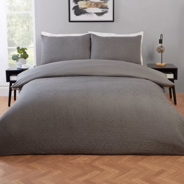 Divante Finest Grey Breathable Plain Duvet Cover, 180 x 200 cm
