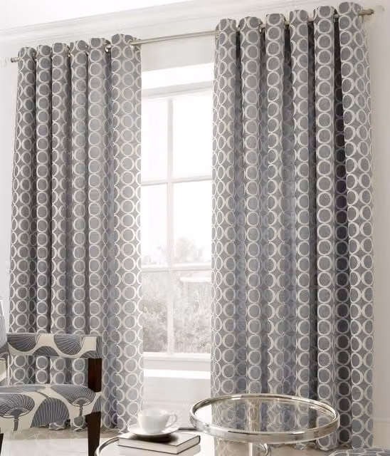 Luxor Living Silver Chenille Thermal Insulating Eyelet Curtains, Pair, Width: 229 cm, Drop: 274 cm – 1