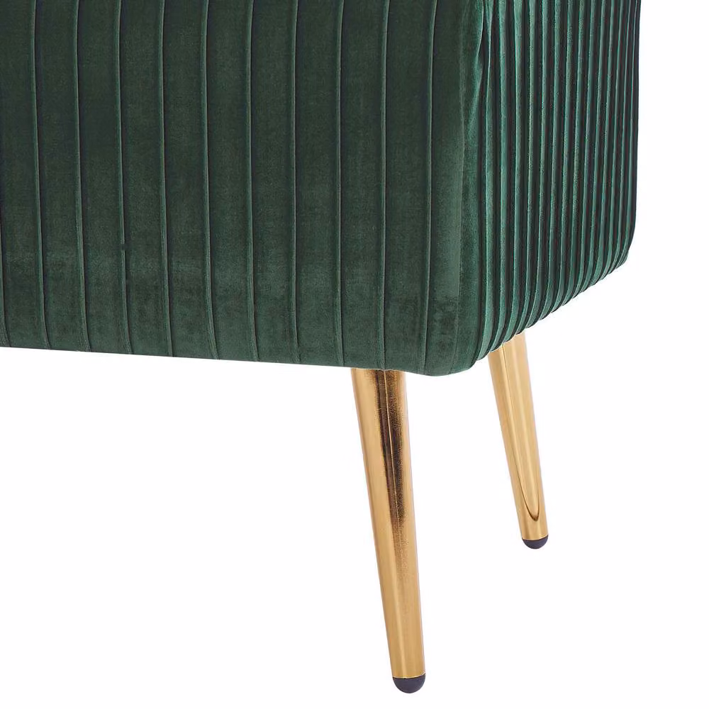 Wyld and Coco Green Velvet Bench with Gold Metal Legs W: 118 cm, D: 40 cm – 4