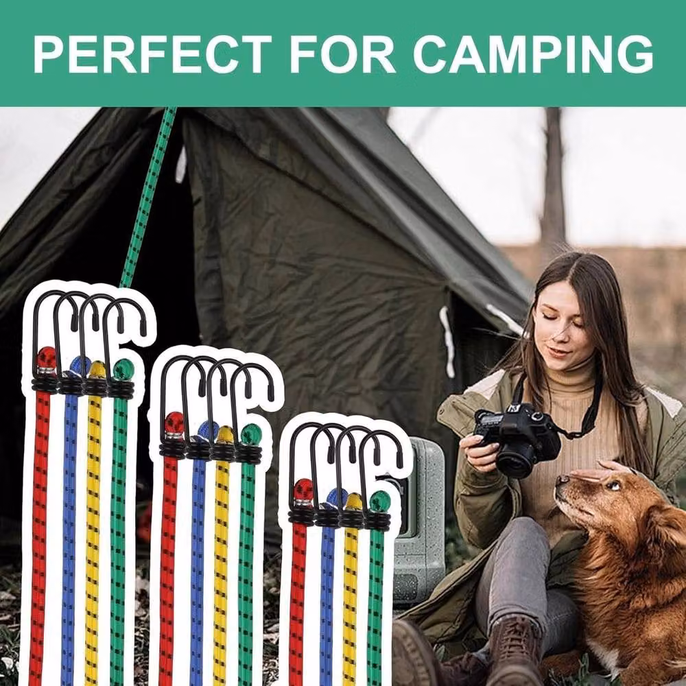 SPETLEK 12 Pack Heavy Duty Bungee Elastic Tie Down Cords Set, Multicolour, W/D/H: 1000 x 52 x 52 cm – 3