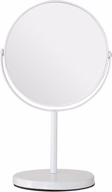 Orsina Marisha Round White Metal Swivel Tabletop Mirror