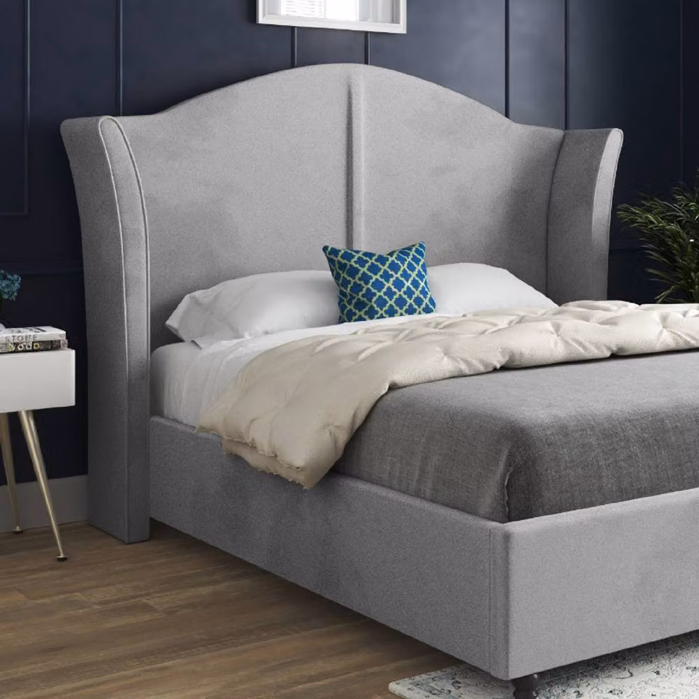 Casani Tissington Super King Upholstered Velvet Designer Bed Frame in Grey, W/D/H: 200 x 137 x 189 cm – 3