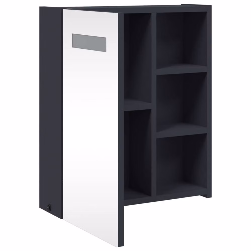 Berkfield Home Grey LED Bathroom Mirror Cabinet with Internal Shelves, W/D/H: 45 x 13 x 52 cm – 4