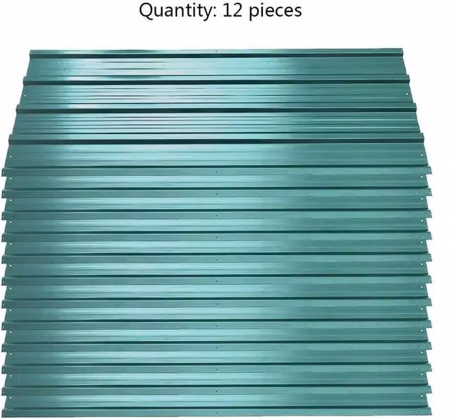 FLAVORA 12 Piece Corrugated Galvanised Metal Roof Sheets in Green, W: 52 cm, L: 1000 cm