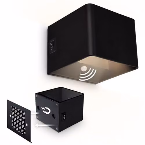 Briloner Rechargeable LED Wall Light with Motion and Dusk Sensor, Up & Down Lighting, Black