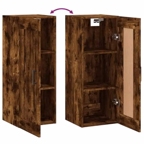vidaXL Wall Mounted Cabinet in Smoked Oak and Black, W/D/H: 34.5 x 34.5 x 90 cm – 4