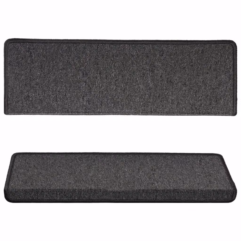 Berkfield Home Self-Adhesive Carpet Stair Treads, 15 Pieces, Anthracite Black, W: 65 cm, D: 21 cm, H: 4 cm – 3
