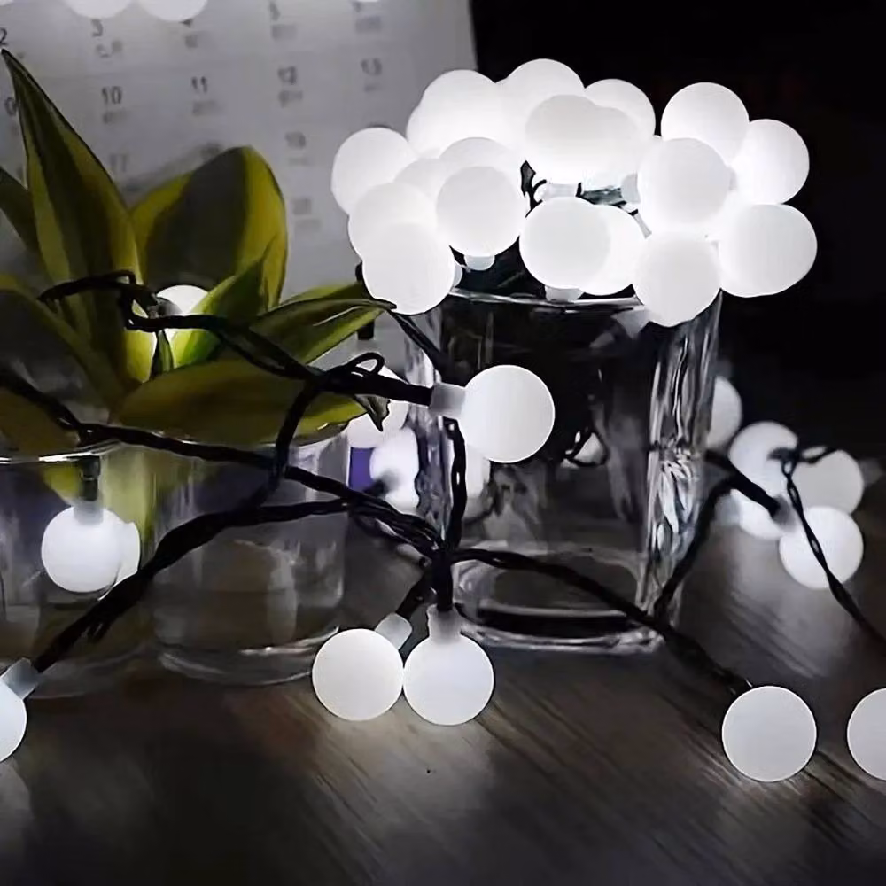 SPETLEK Solar LED Retro Ball Party Fairy Lights, 100 LEDs, White, 12m – 6