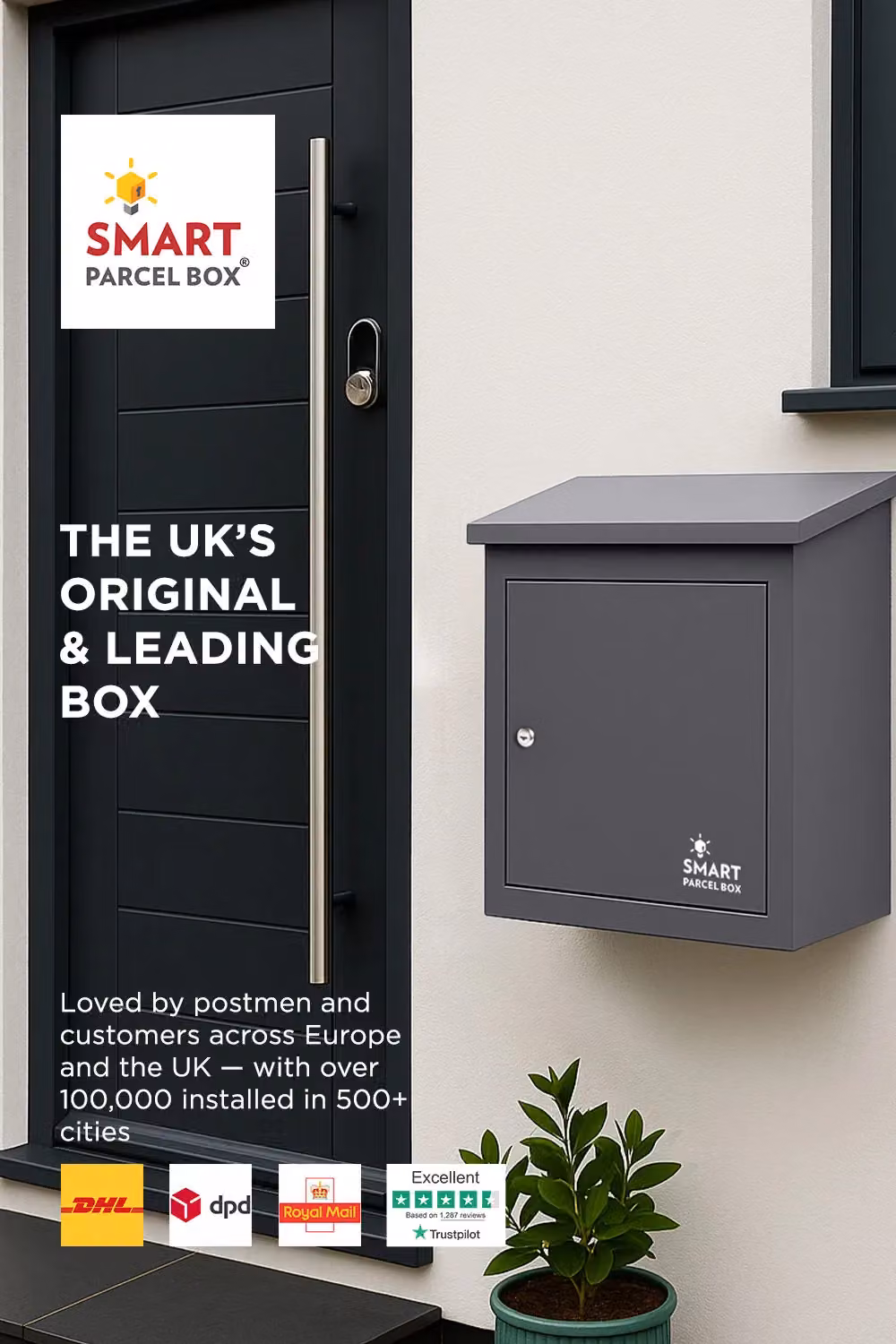 Homescapes Smart Parcel Box Medium Front Access Secure Delivery Box in Grey – 2