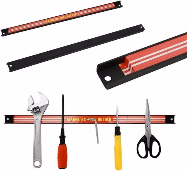 Nordara Heavy Duty Magnetic Tool Bar Garage Wall Storage Strips, Red, W: 52 cm