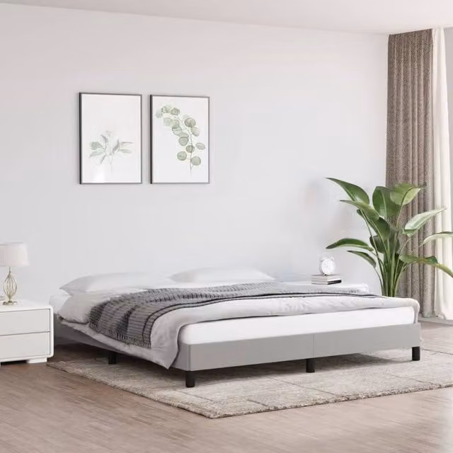 Berkfield Home Super King Upholstered Fabric Bed Frame, Grey, W: 180 cm, D: 200 cm – 1
