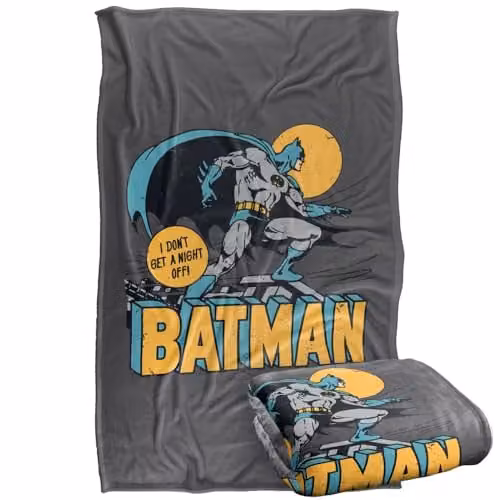 LOGOVISION Batman DC Night Owl Super Soft Silky Touch Fleece Throw Blanket, Multicolour, W: 91.44 cm x L: 147 cm – 1
