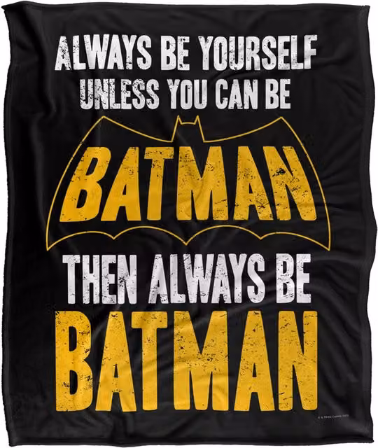 DC Comics Batman Be Batman Blanket in White, W: 152 cm, D: 127 cm – 1