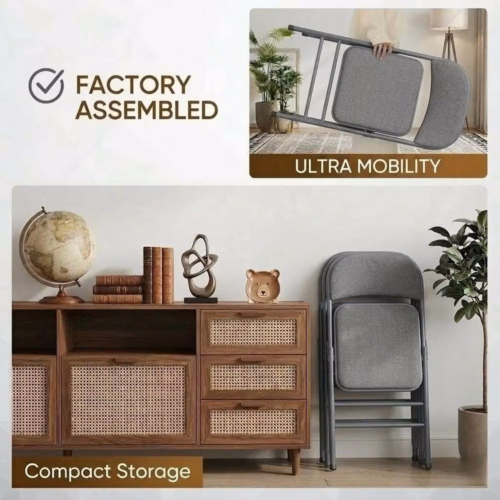 SPETLEK 2 Metal Folding Chair in Grey Fabric – 4