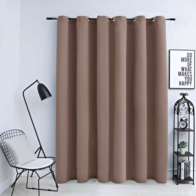 Berkfield Home Taupe Blackout Curtain with Eyelets W: 290 cm, H: 245 cm – 1