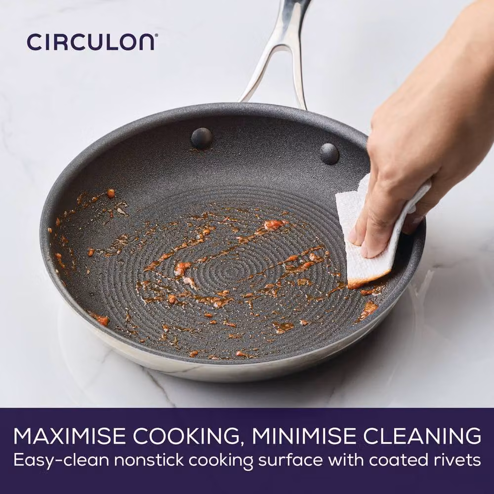 Circulon Silver Stainless Steel Extreme Non Stick Frying Pan, 22cm – 4