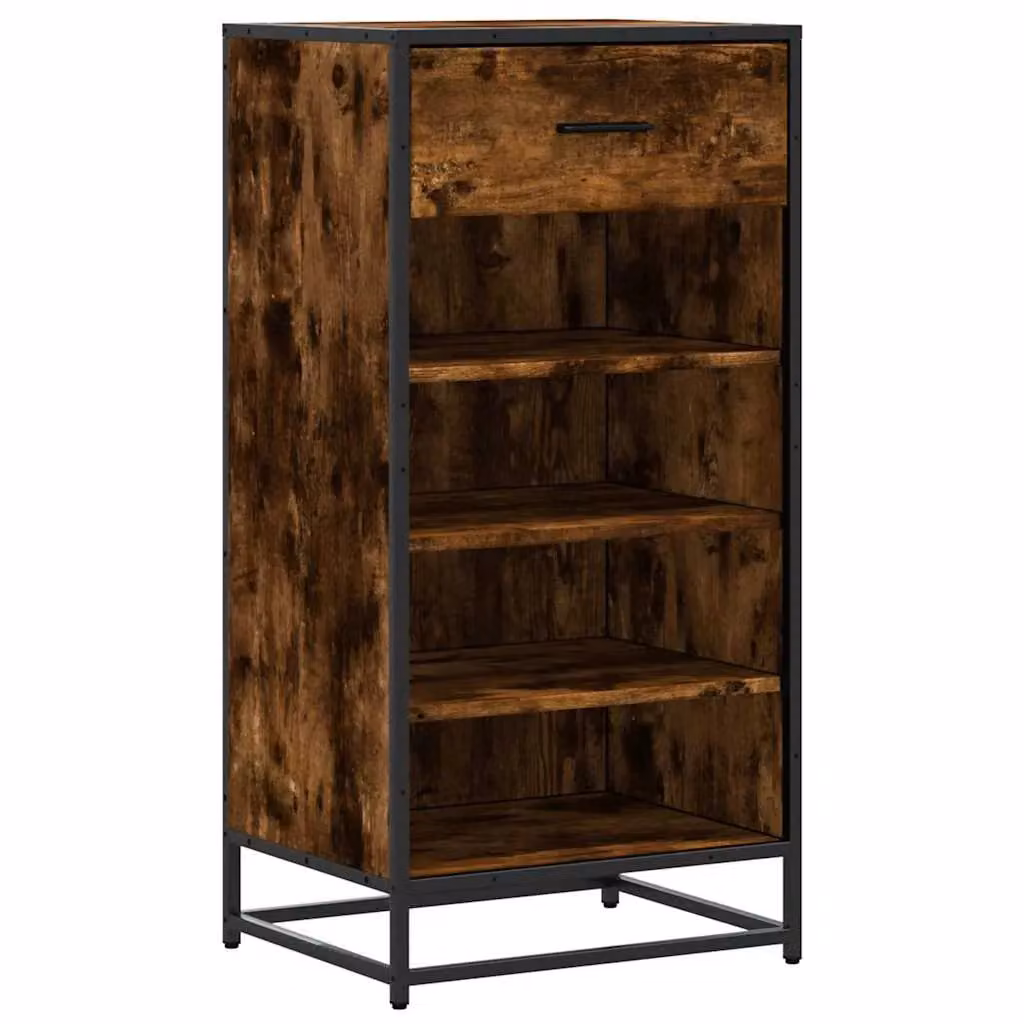 Berkfield Home Smoked Oak Shoe Rack in Brown, W: 48 cm, D: 38 cm, H: 97.5 cm – 2