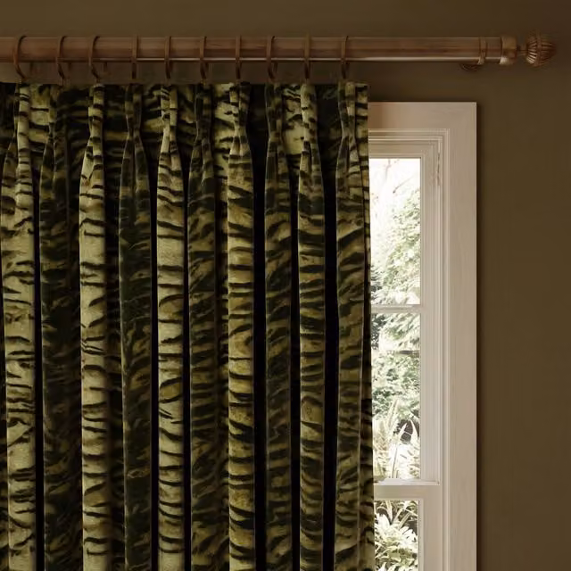 House of Hackney Caspian Velvet Curtain in Green Laurustine