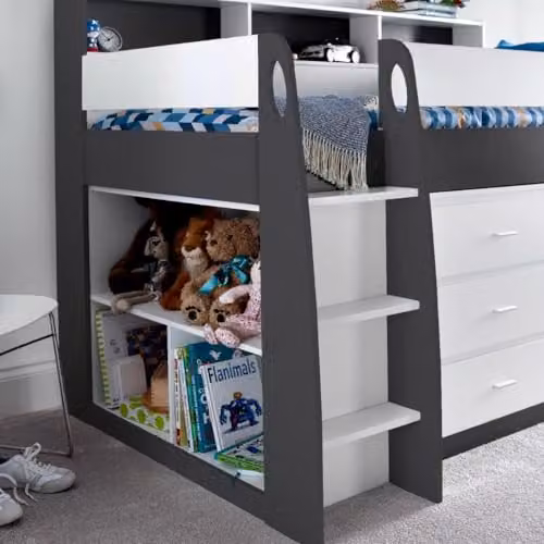 Bedmaster Ersa Mid Sleeper Storage Bed with Desk and Mattress for Kids in Grey, W/D/H: 90 x 190 cm – 3