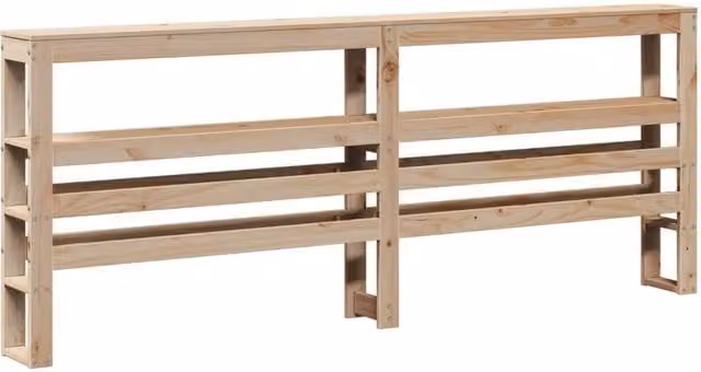 Berkfield Home Rustic Solid Wood Pine Headboard with Integrated Bedside Shelves, Beige, Width: 180 cm – 1